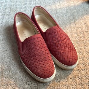 M. Gemi Red Woven Leather Shoes